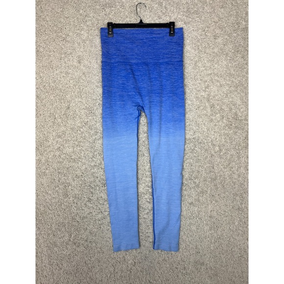 Yelete High Waist Ombre Blue Work Out Leggings Womens Size Large Seamless - Picture 5 of 9